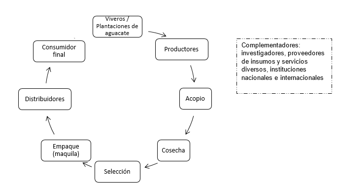 Cadena
de valor global de la agroindustria del aguacate en Michoacán,
México